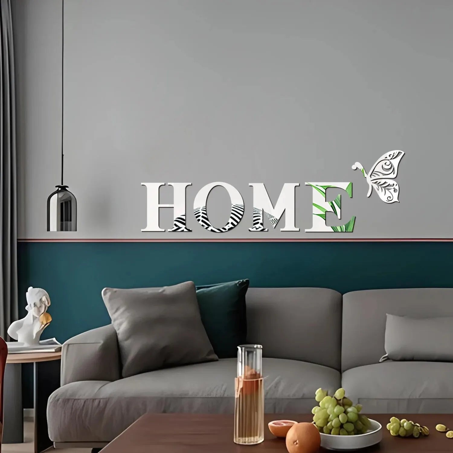 WonderNest Adesivo de Parede Espelho 3D HOME 30x100cm Prata