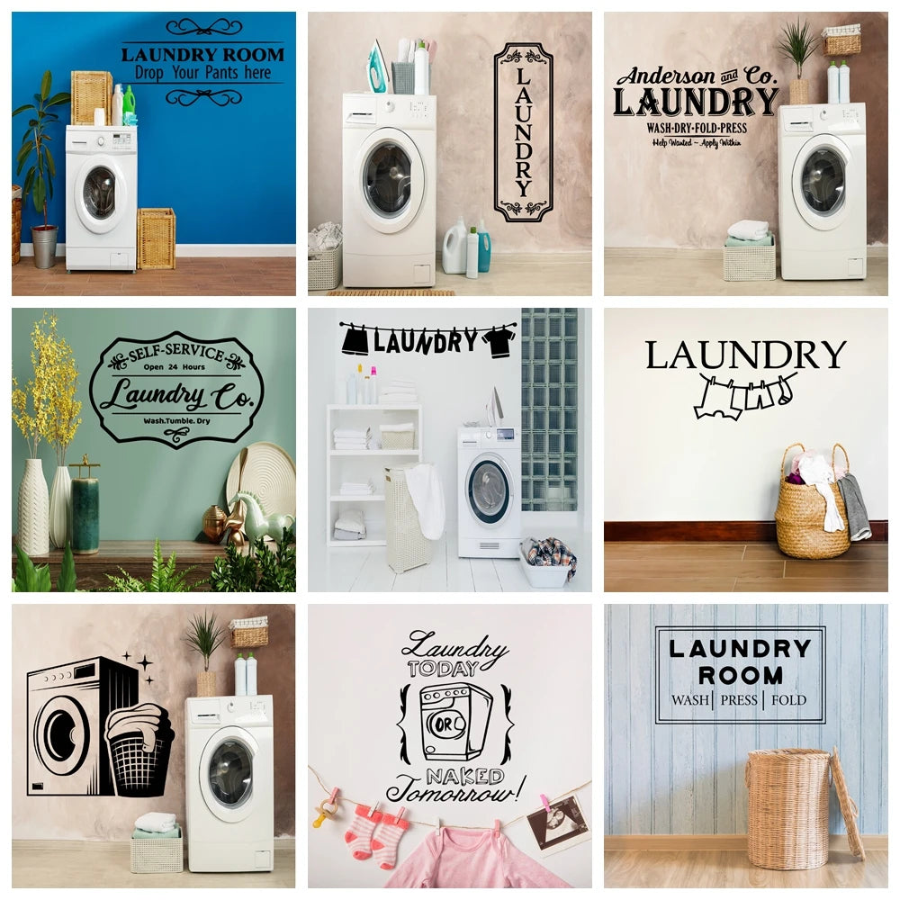 1 pc laundry room Sticker Waterproof Vinyl Wallpaper Home Decor For Kids Rooms Diy Home Decoration Diy Pvc Home