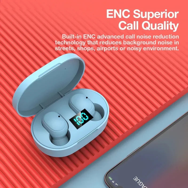 Fones de ouvido Bluetooth sem fio E6S com tela LED, fones de ouvido estéreo com graves profundos e microfone, fones de ouvido sem fio