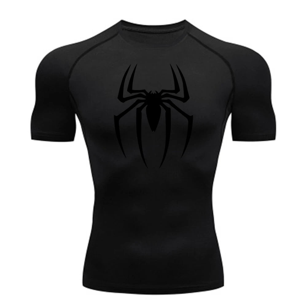 Camisa de Compressão Masculina Estampa Aranha 2025, Camiseta Secagem Rápida, Jersey para Academia e Corrida, Manga Curta Respirável, Primavera, Verão, P-3G