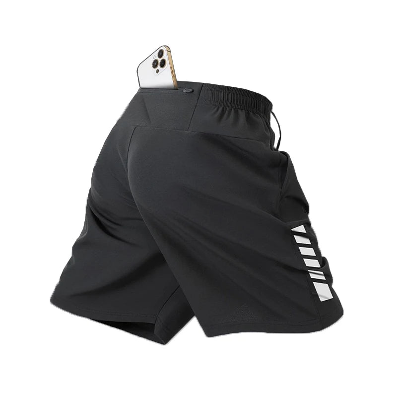 Shorts Masculinos de Corrida Estampa Listrada Solto Basquete Academia Respirável Fitness Treino
