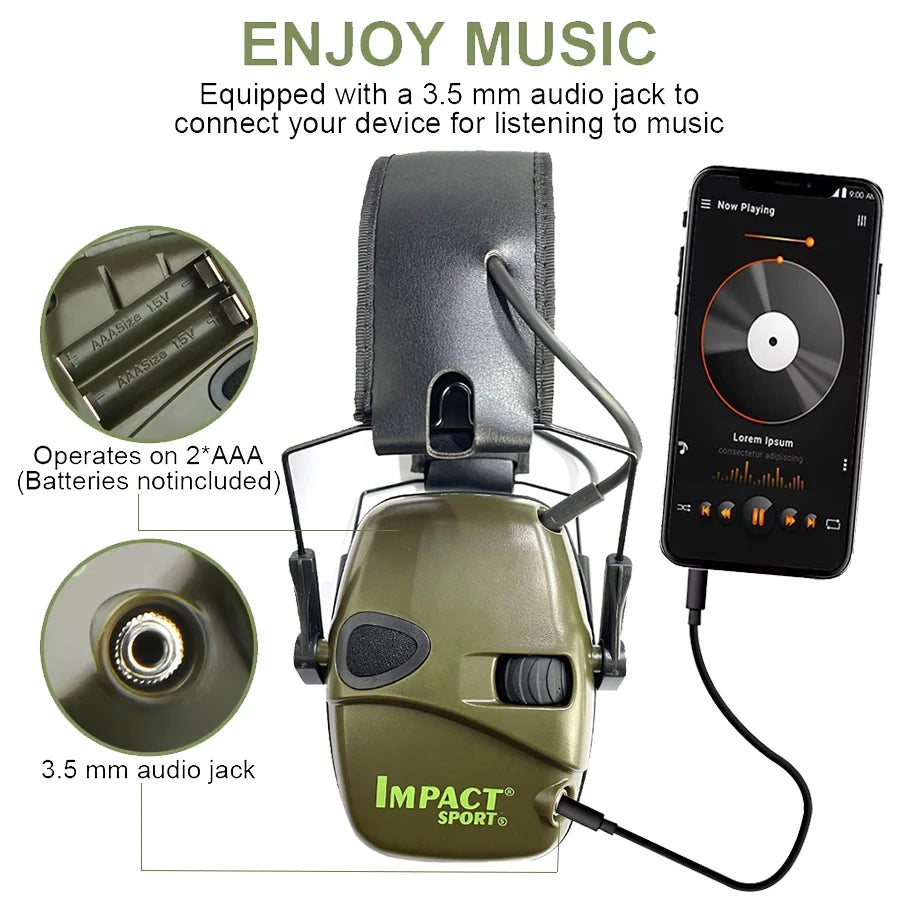 Novo Headset Eletrônico de Tiro para Proteção Auditiva, Fones de Ouvido com Redução de Ruído, Protetor Auricular Tático Ativo para Caça
