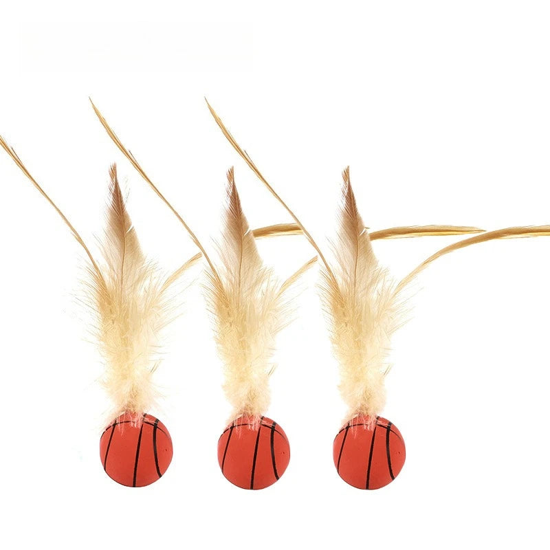 Cat interactive self fun ball, toy indoor feather bouncing ball, high rebound pet flutter ball, pet accessories