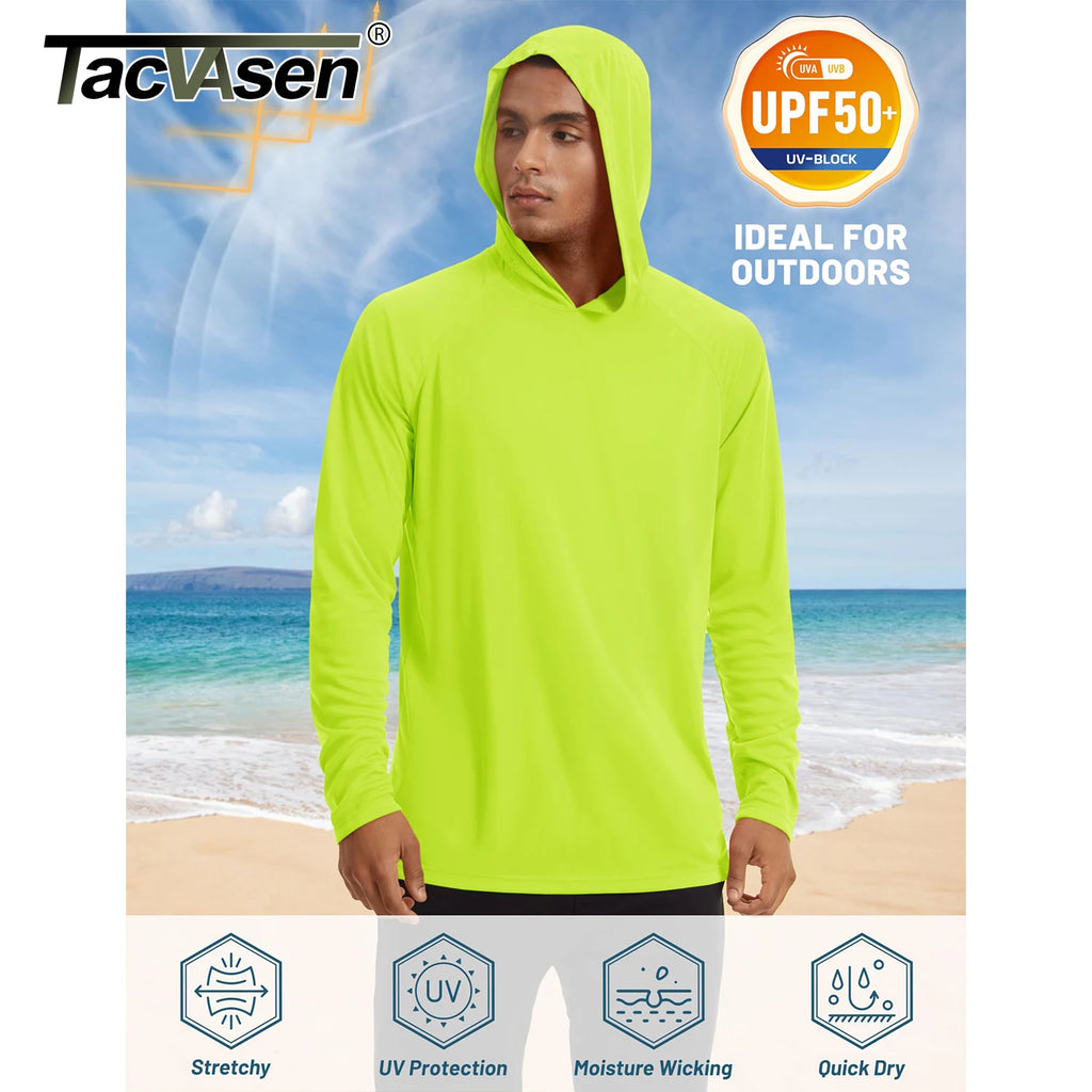 Camiseta Masculina com Capuz — Proteção Solar UPF 50+, Manga Longa e Secagem Rápida