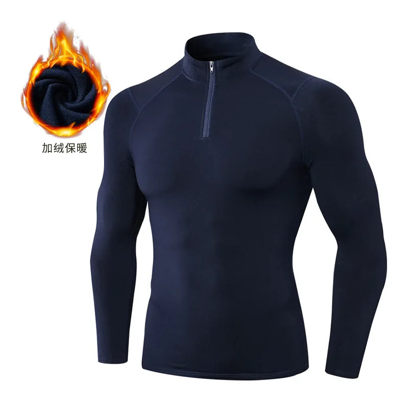 Camiseta Compressão Fleece Masculina Manga Longa — Calor e Performance