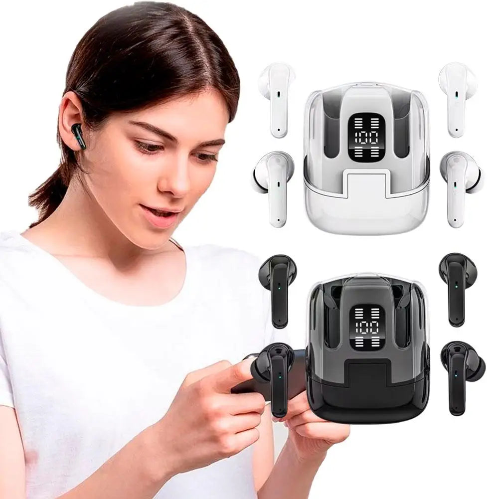 2 Pares Fones de Ouvido Sem Fio Bluetooth 5.5 HiFi Graves Estéreo com Cancelamento de Ruído para Laptop e Celulares