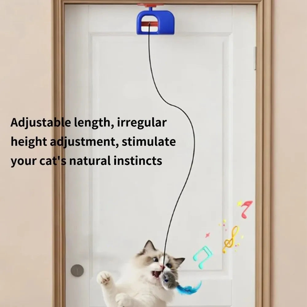 Creative Electric Door Hanging Vocal Funny Self Moving Cat Automatic Lifting Elastic Rope Interactive Cat Yoyo Ball