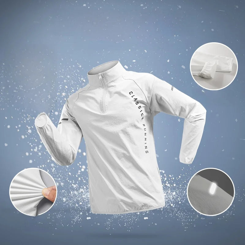 Camisa masculina de manga longa para ciclismo esportivo de secagem rápida para treinamento atlético