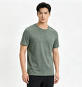 Camiseta Masculina de Lã Merino Solta Manga Curta para Corrida Ar Livre Fitness Secagem Rápida Respirável Fina de Verão Gola Redonda