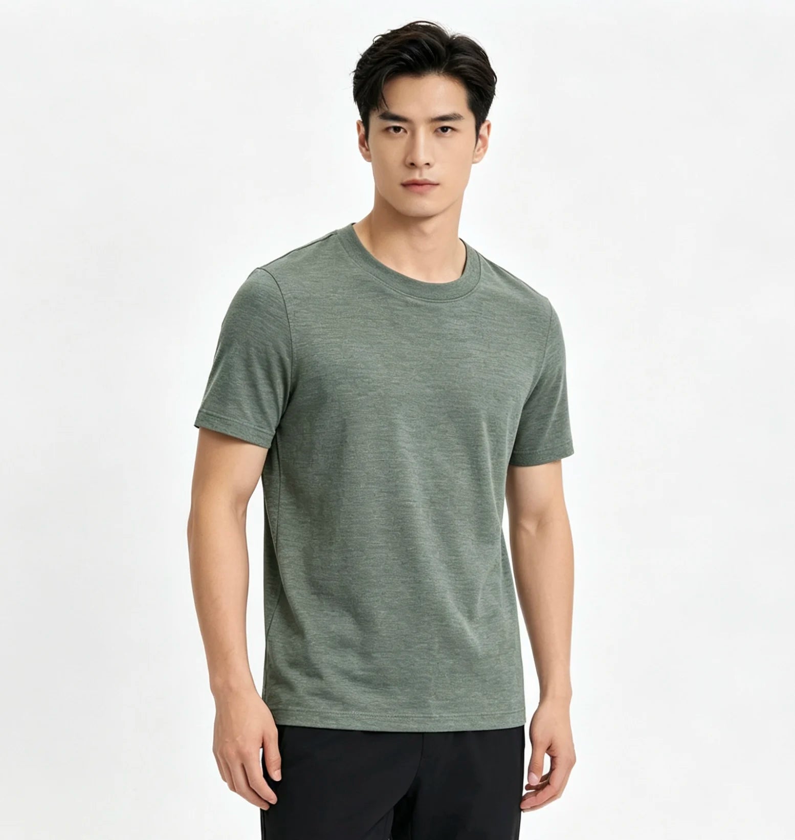 Camiseta Masculina de Lã Merino Solta Manga Curta para Corrida Ar Livre Fitness Secagem Rápida Respirável Fina de Verão Gola Redonda