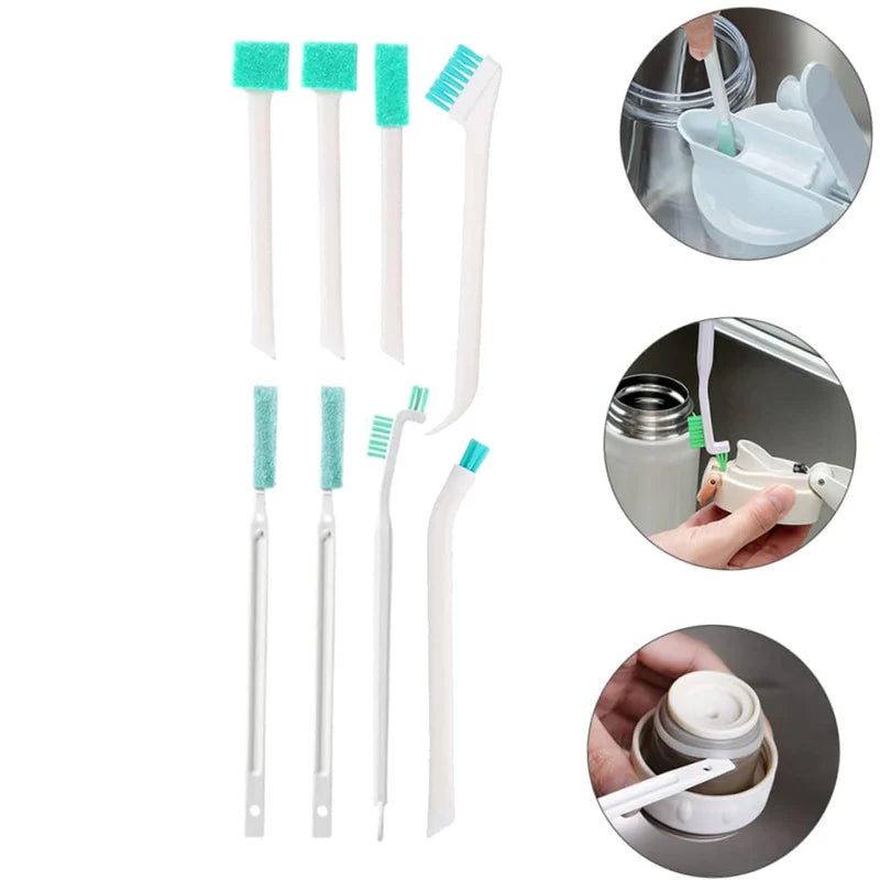 Kit de Escovas de Limpeza Doméstica para Garrafas, Hydroflask e Frestas de Janelas