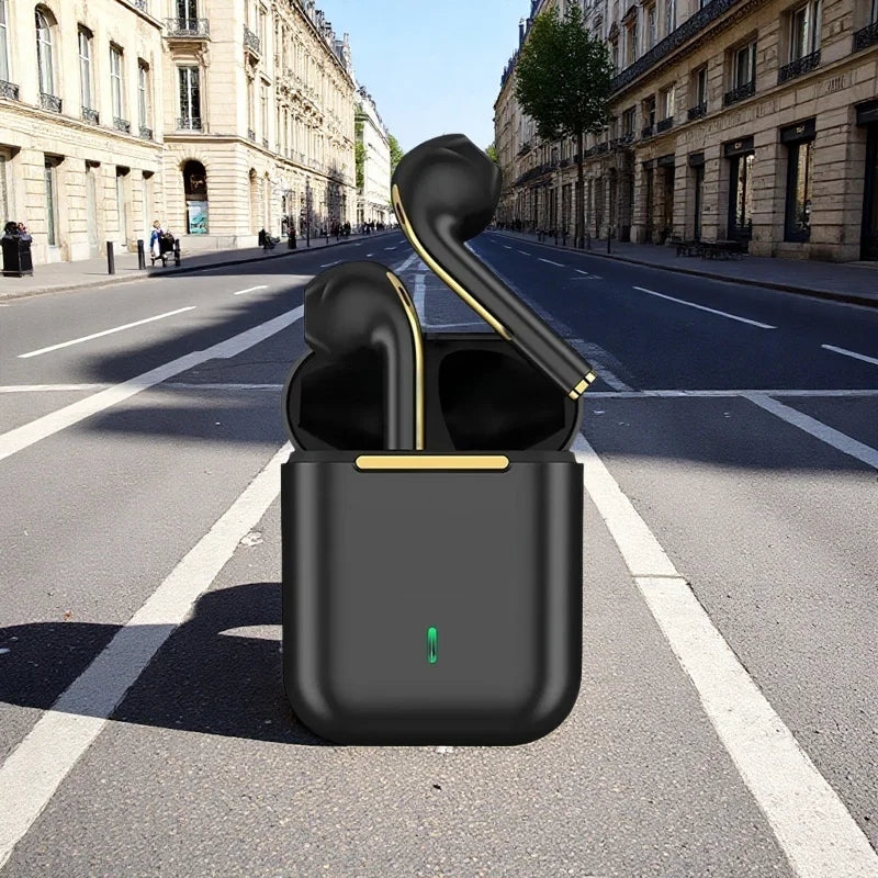 Fone de Ouvido Bluetooth J18 5.3, Auricular Dul-Channel com Estojo de Carregamento USB-C HiFi Estéreo, Fones de Ouvido Intra-auriculares,