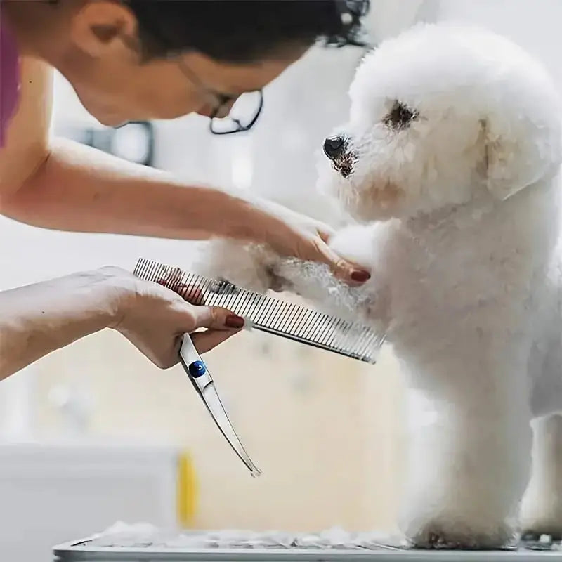 4 unidades Tesouras Seguras para Pets - Tesouras de Tosa para Cães em Aço Inoxidável Ambidestras com Ponta Redonda e Segura para Aparar com Precisão