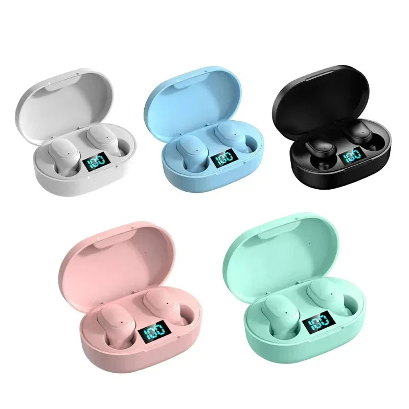 Fones de ouvido sem fio E6S com cancelamento de ruído, à prova d'água, intra-auriculares, estéreo, com estojo de carregamento com tela LED