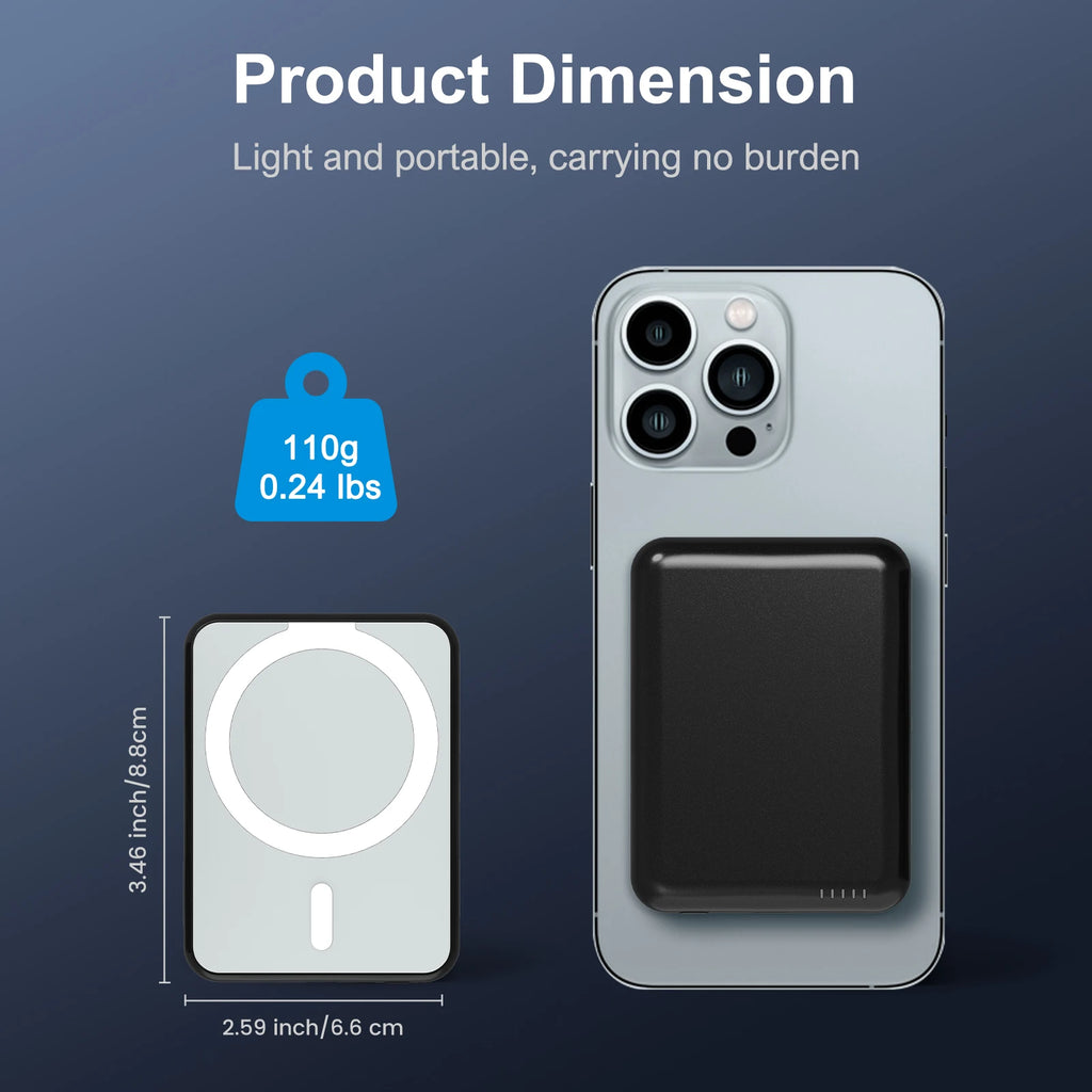 WonderNest Power Bank Magnético 5000mAh Sem Fio iPhone 11-16