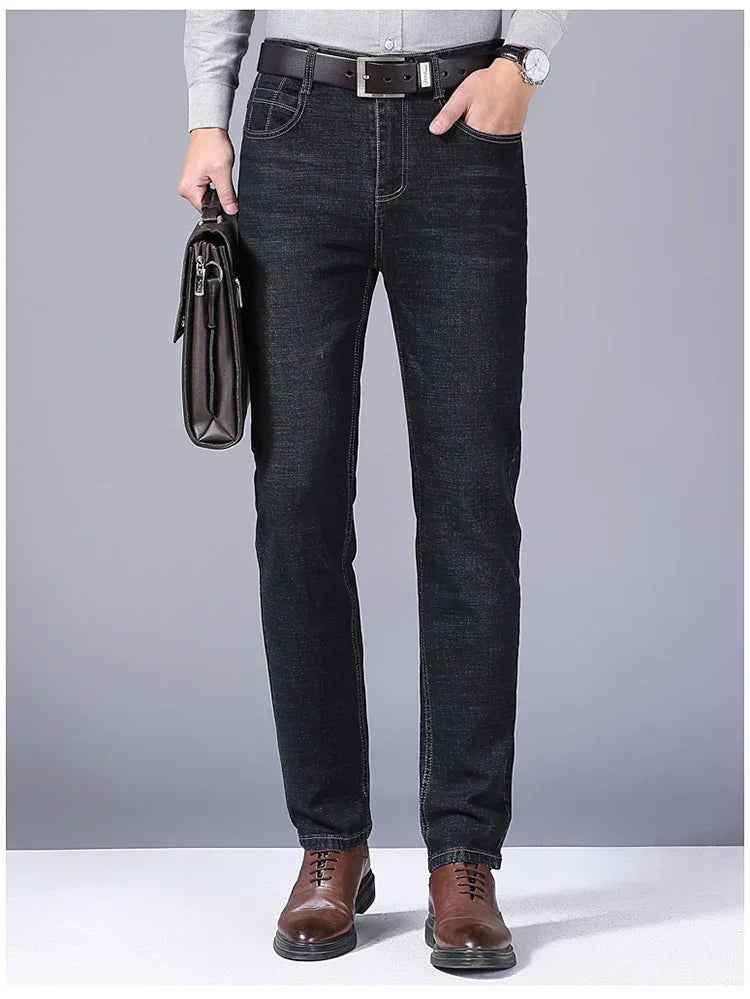 Calça Jeans Reta Masculina Moda Masculina 2026 Calça Slim Fit Elástica Confortável Macia Negócios Jeans Calça Jeans Marca de Roupa Masculina