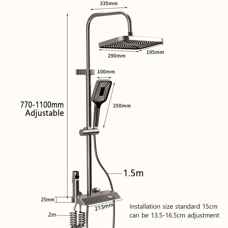 Digital LED Luxury Rain Shower System Full Set