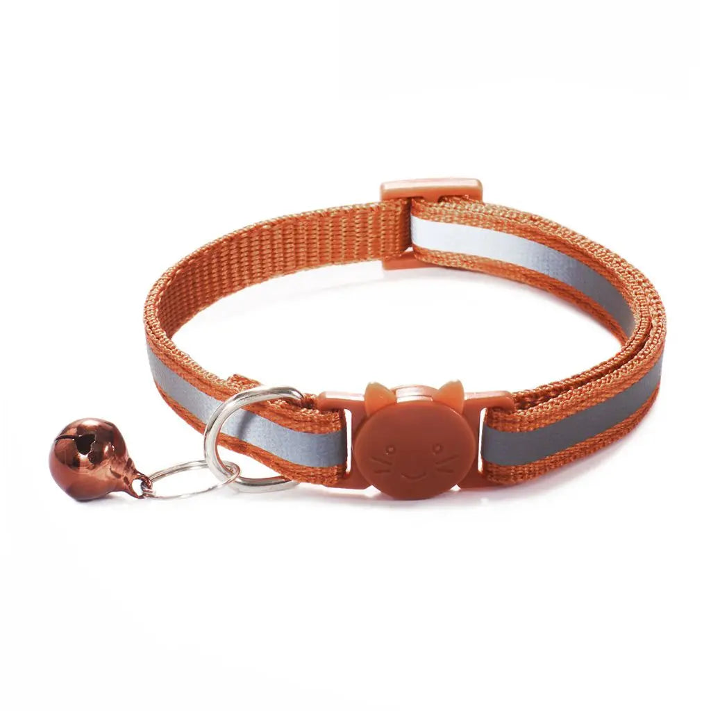 Options Cute Adjustable Size Reflective with Bells Nylon Buckles Pet Accessories Cat Neck Strap Cat Collar Kitten Decor