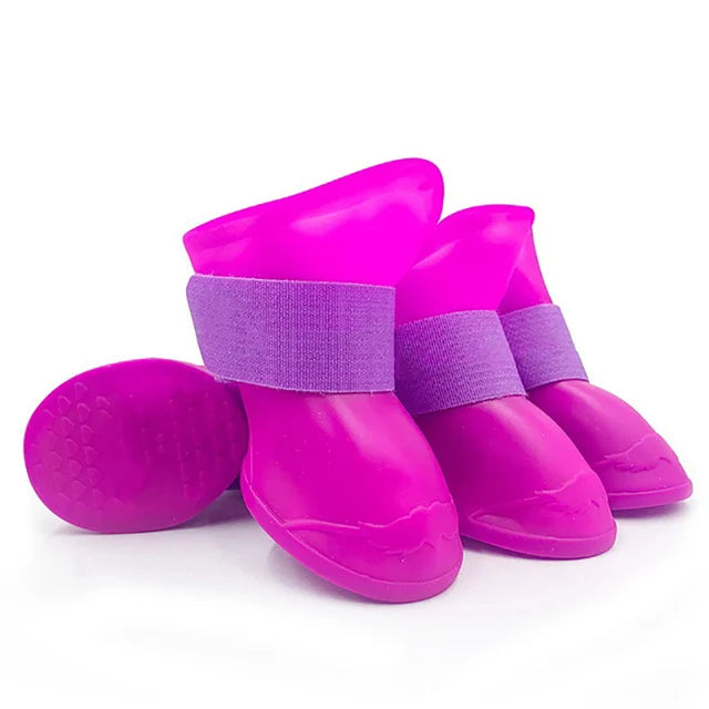 4 peças Pet Impermeável Sapato de Chuva Borracha Antiderrapante Bota para Cães Pequenos Médios Grandes Gatos Sapato Externo Botas para Cães Acessórios para Animais de Estimação