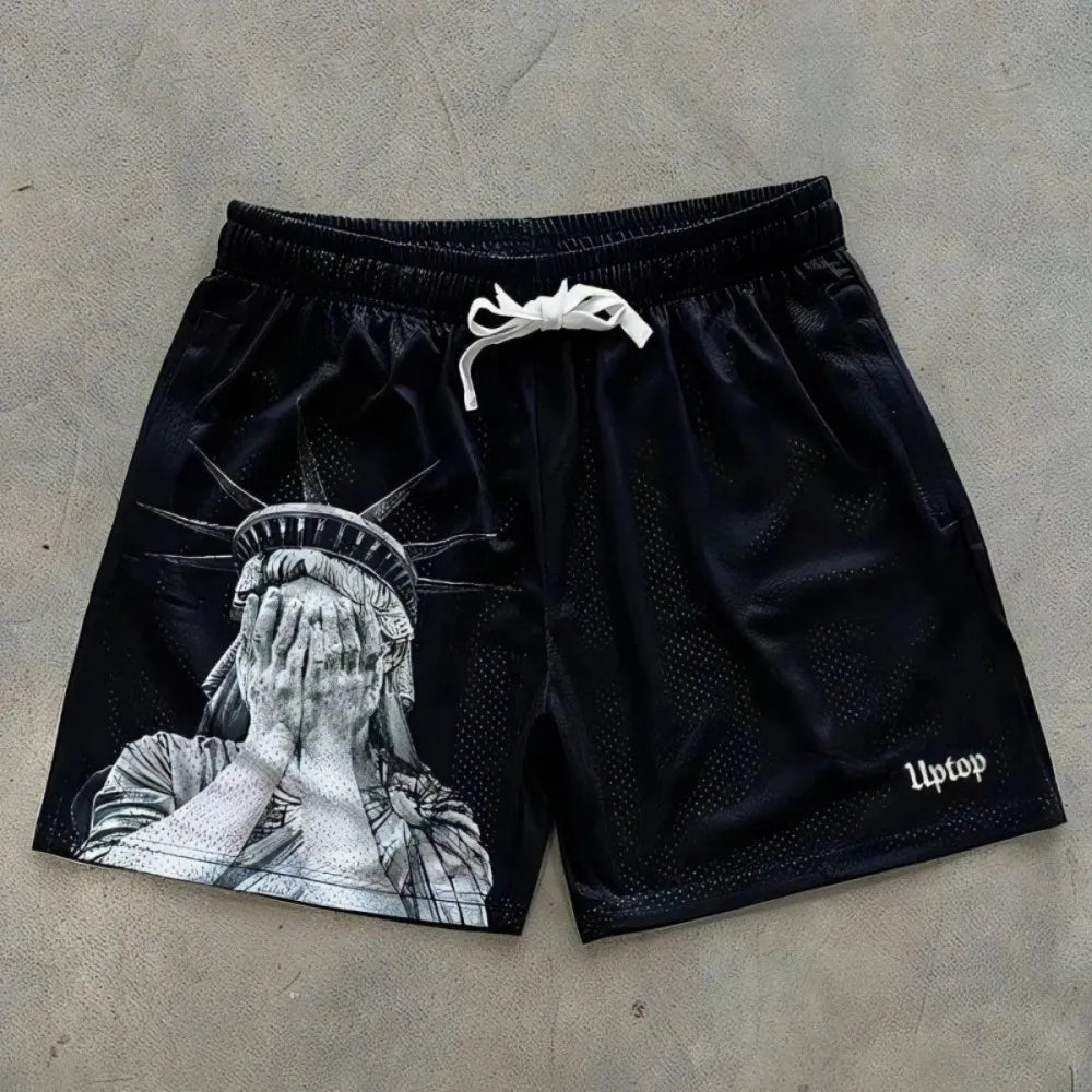 European and American men's summer Statue of Liberty print...