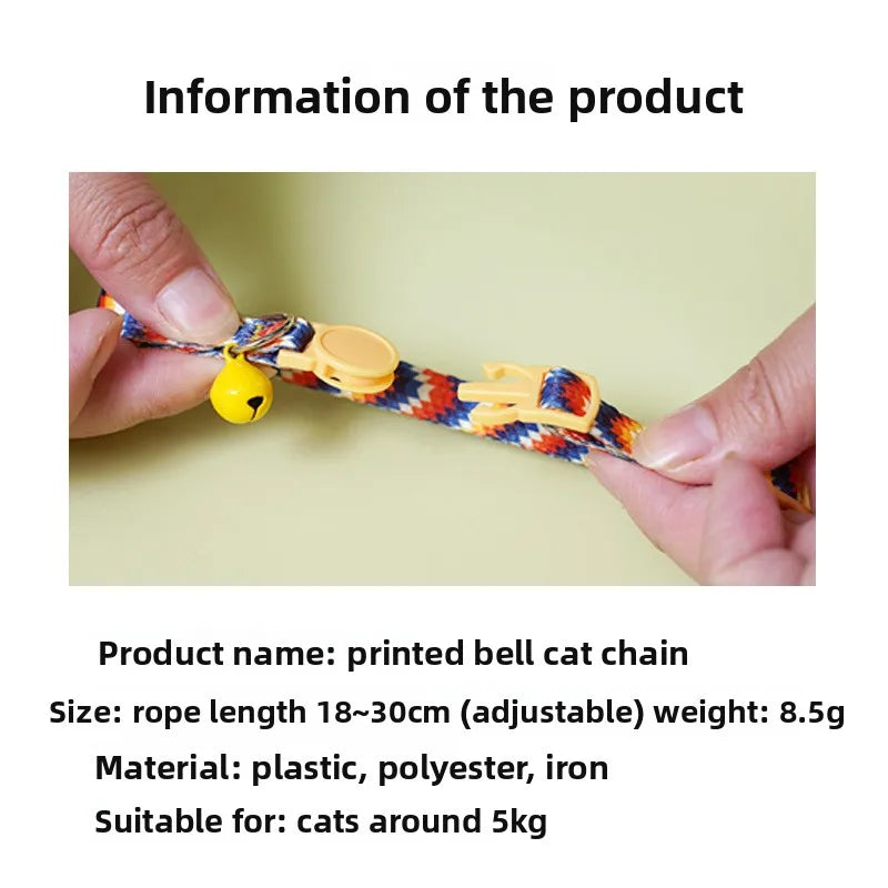 Cat collar Kitten woven necklace Collar bell Anti-choking Comfort Safety buckle Pet decoration