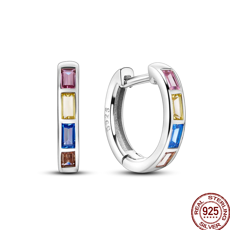 Earrings 925 Sterling Silver Colorful Shiny Zircon Earrings Temperament Charm Luxury Party Jewelry Gift Birthday Anniversary
