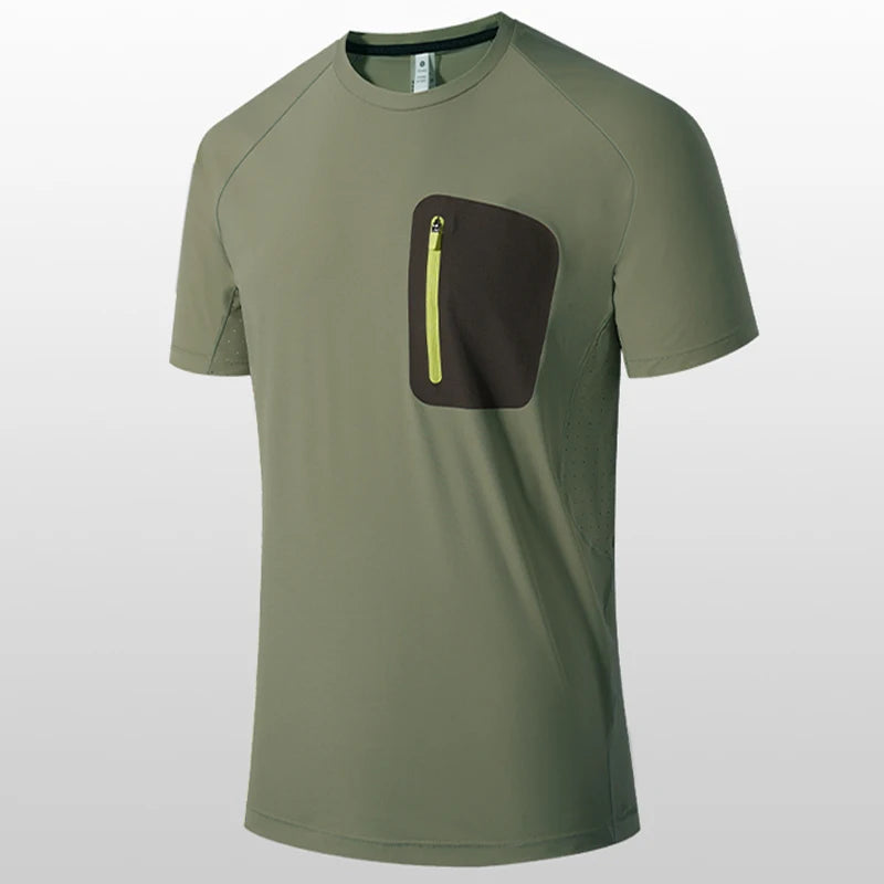T-shirt men summer new Men's short sleeve t-shirt men solid color stretch Fitness mens casual Quick dry t shirts 8276