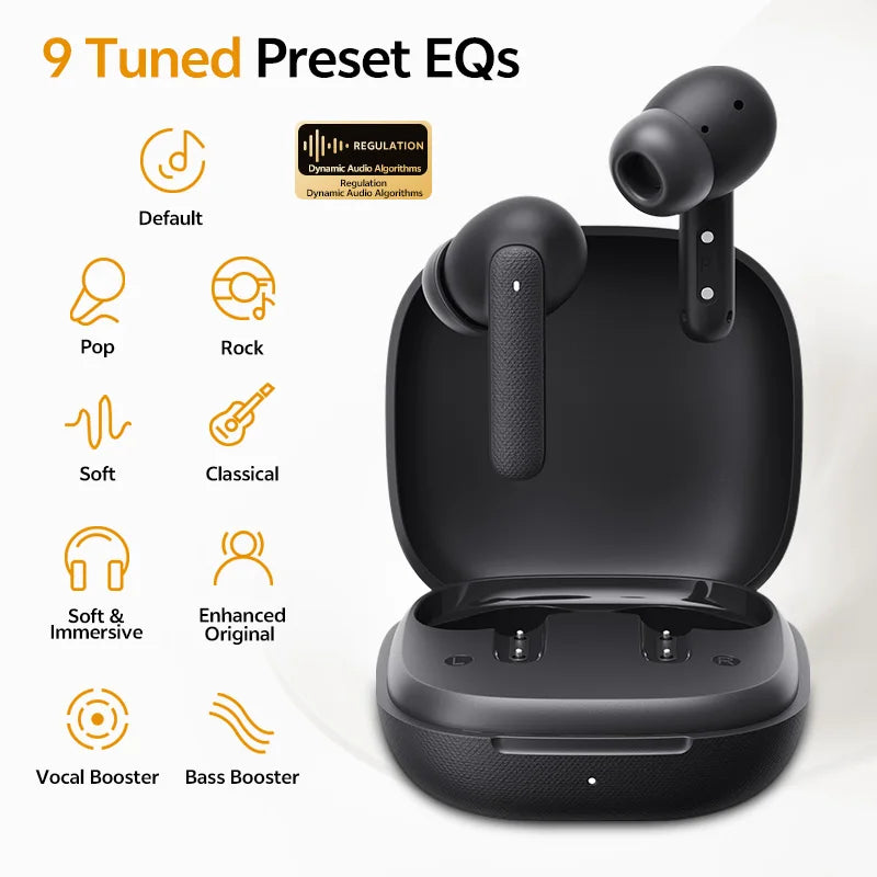 Fones de ouvido sem fio QCY Buds TWS Bluetooth 5.3 Driver Dinâmico de 10mm Cancelamento de Ruído do Vento AI Baixa Latência de 0,68S Fone de ouvido 35H