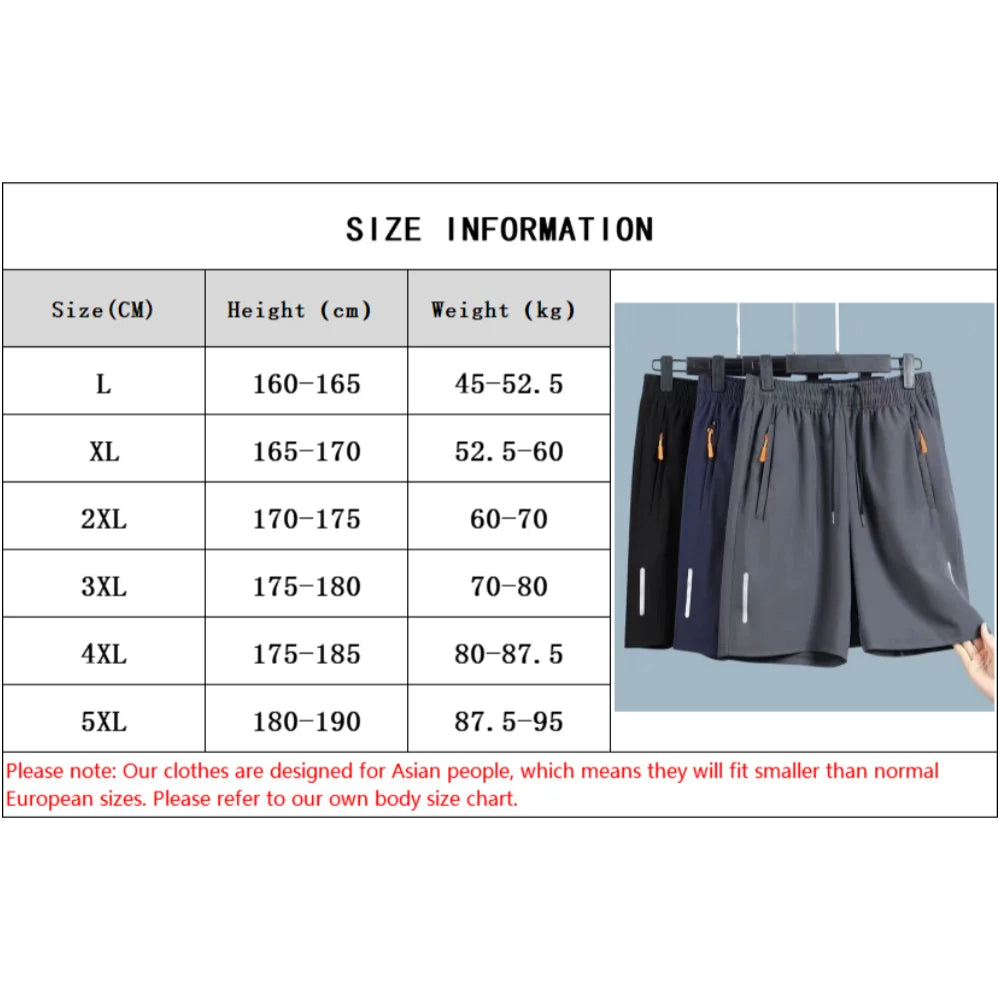 Men's Summer Ultra-thin Ice Silk Beach Casual Shorts Jogging Sport...