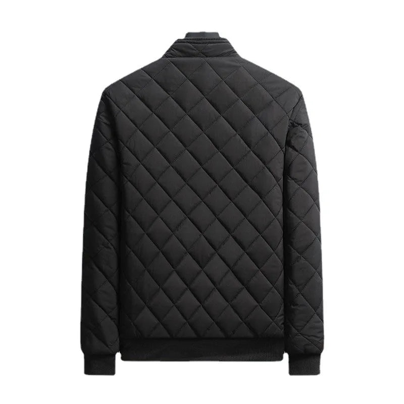 Jaqueta Bomber Masculina Outono Inverno Estampa Diamante Forrada de Lã Jaqueta Casual Masculina Moda Roupa 2023 Nova Marca Casaco Slim Fit
