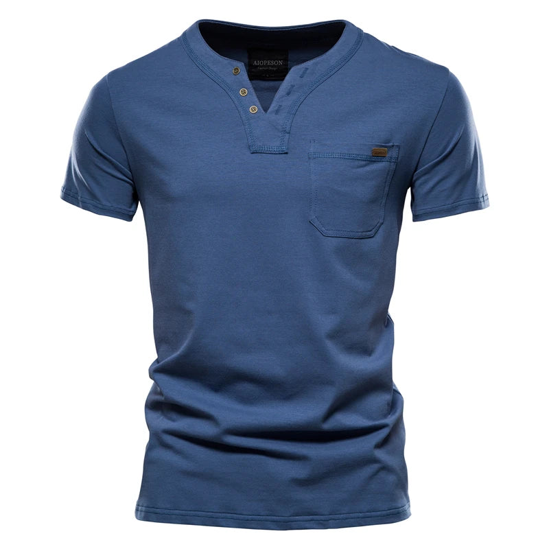 2021 Verão Top Qualidade Camiseta Algodão Masculina Cor Sólida Design Gola V Camiseta Casual Clássica Roupa Masculina Blusas Camiseta Masculina