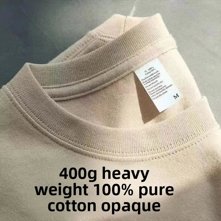 600g Heavyweight Pure Cotton Ort Sve T-irt Ex Summer Loose Casual Versatile  Color Base Irt Top