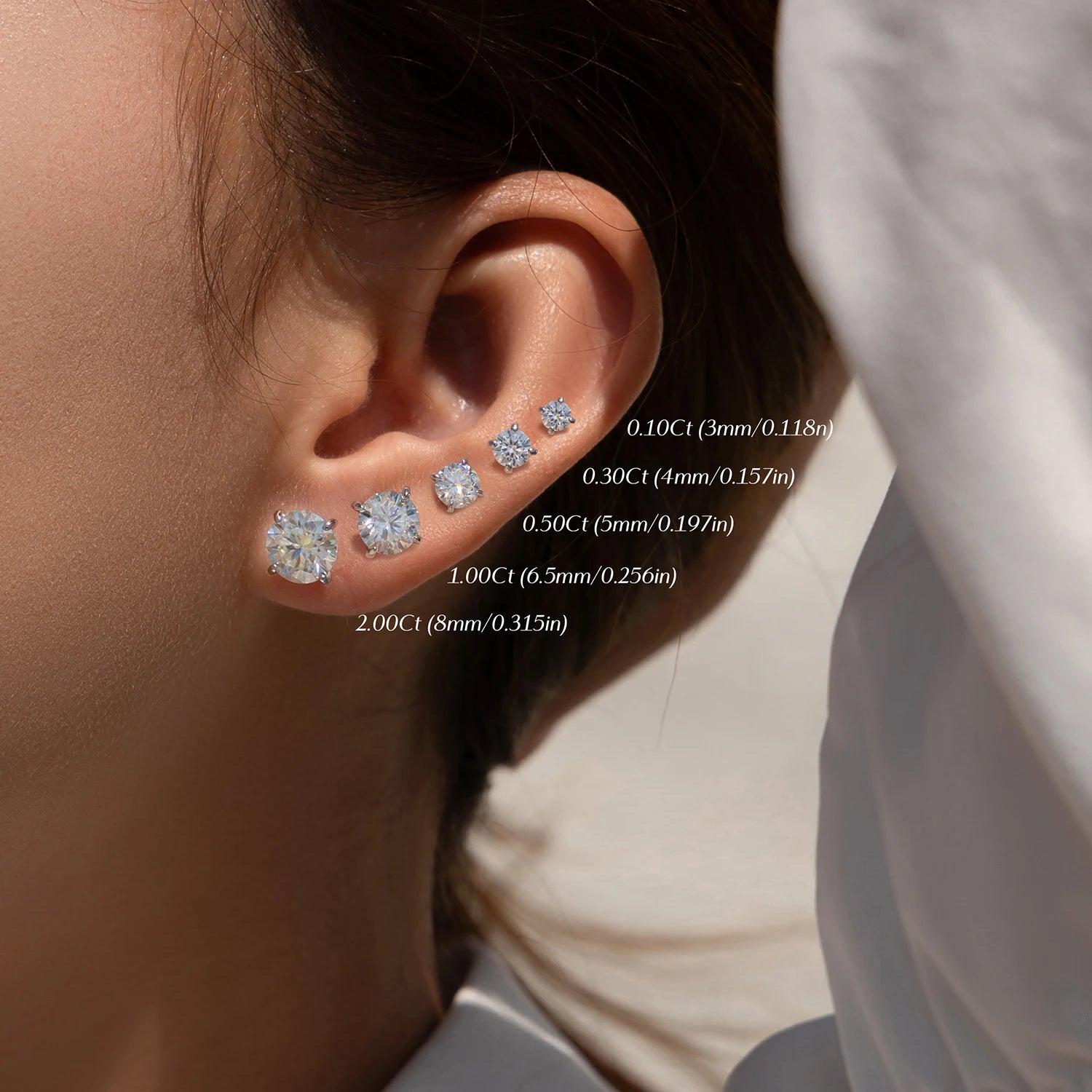 MODIAN Brincos de Moissanite de 5 Tamanhos Cor D Brincos de Tarraxa de Prata Esterlina 925 Brilhantes de Luxo Para Mulheres Joias Finas de Casamento