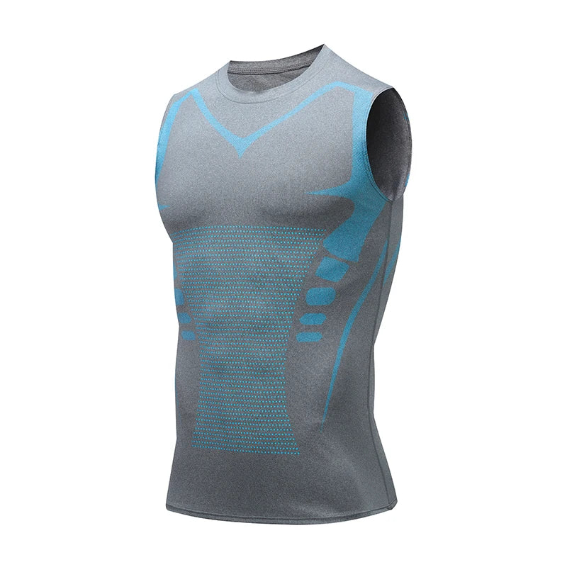Camiseta Regata Masculina de Compressão Roupa de Ginástica Sem Mangas Dry Fit Estampada Esportiva Masculina Fitness Musculação Regata de Treino Musculosa