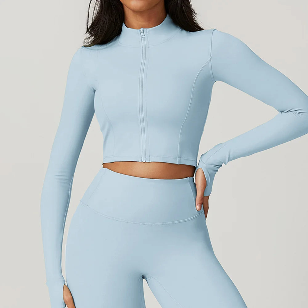 Jaqueta Cropped com Zíper Feminina — Estilo e Praticidade no Treino