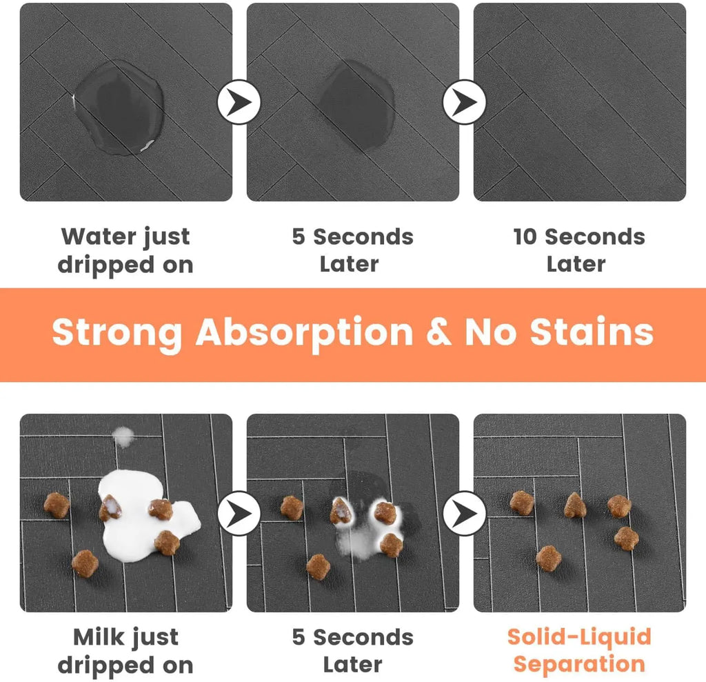 Tapete de Alimentação para Pets - Jogo Americano Absorvente para Comida e Água de Pets com Base de Borracha Impermeável de Secagem Rápida para Cães e Gatos
