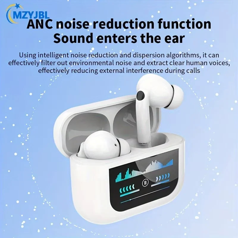 Fones de Ouvido Sem Fio Bluetooth, Cancelamento de Ruído ANC/ENC, Intra-auriculares com Tela de Toque Multifuncional, para iOS Android