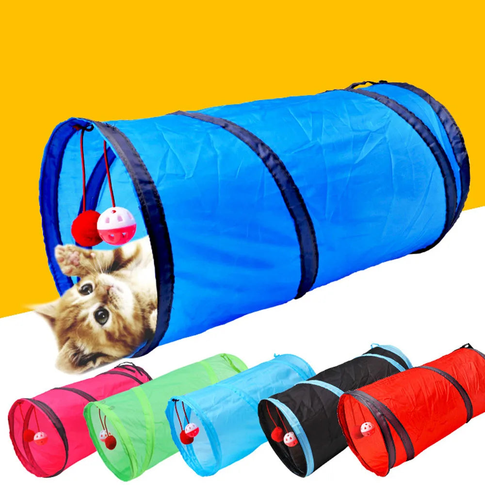 Túnel Dobrável Brinquedo para Gatos Tenda Rolante de Pano de Poliéster para Gatinhos Túnel para Gatos Brinquedo para Cachorros Túnel de Brinquedo para Gatos Pequenos Médios e Grandes