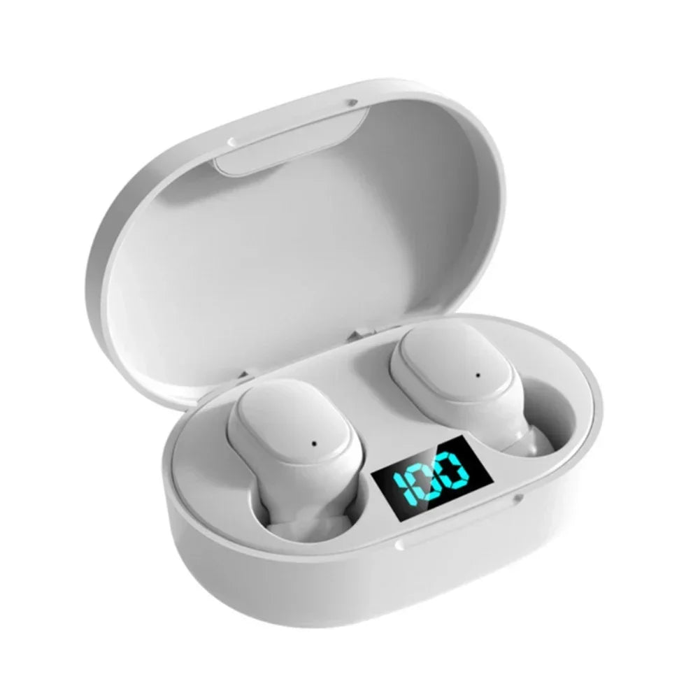 Fones de ouvido sem fio E6S com cancelamento de ruído, à prova d'água, intra-auriculares, estéreo, com estojo de carregamento com tela LED