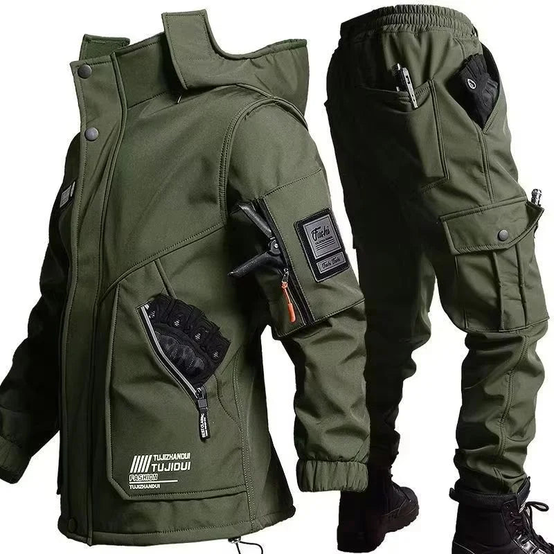 Jaqueta Masculina de Motocicleta com Conjunto de Treinamento de Veludo para Outono e Inverno Jaqueta Antidesgaste Impermeável Resistente ao Frio Presentes de Fim de Ano