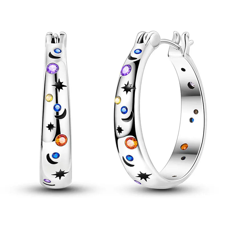 Orstarry 925 Sterling Silver Crystal Circular Eardrops Drop Earrings Women Earrings Charm Fashion Versatile Party Jewelry Gifts