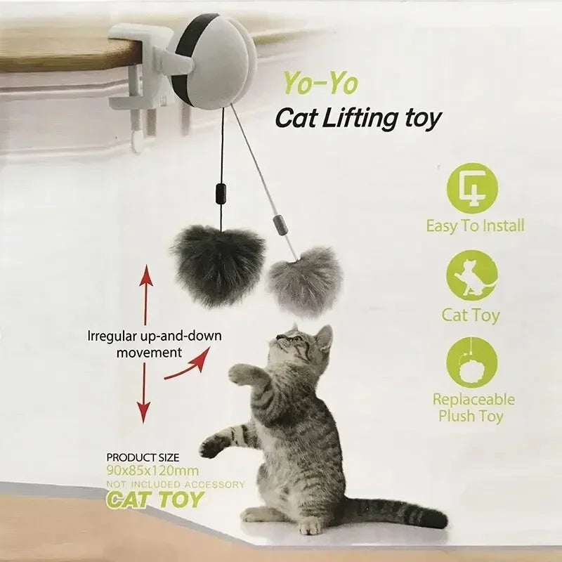 Brinquedo Eletrônico para Gato com Movimento YoYo Bola Elevatória Elétrica Flutter Interativo para Gatos Brinquedo Giratório Interativo para Animais de Estimação