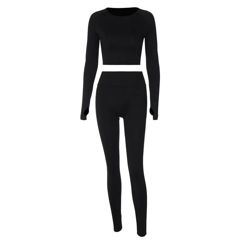 Conjunto Casual Canelado de 2 Peças para Mulheres Verão Lounge Wear Top Manga Curta + Legging Elástica