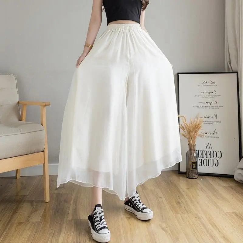 Women A-line Pants Black Wide-legged Pants High Waist Woman Clothing Loose Y2k Streetwear Design Chic Casual Thin New Trouser