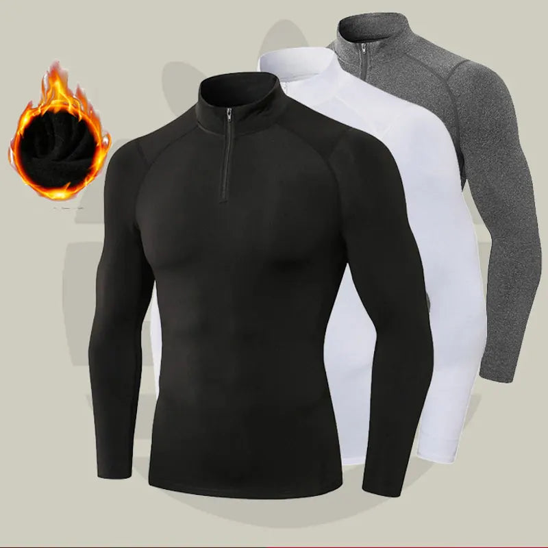 Camiseta Compressão Fleece Masculina Manga Longa — Calor e Performance