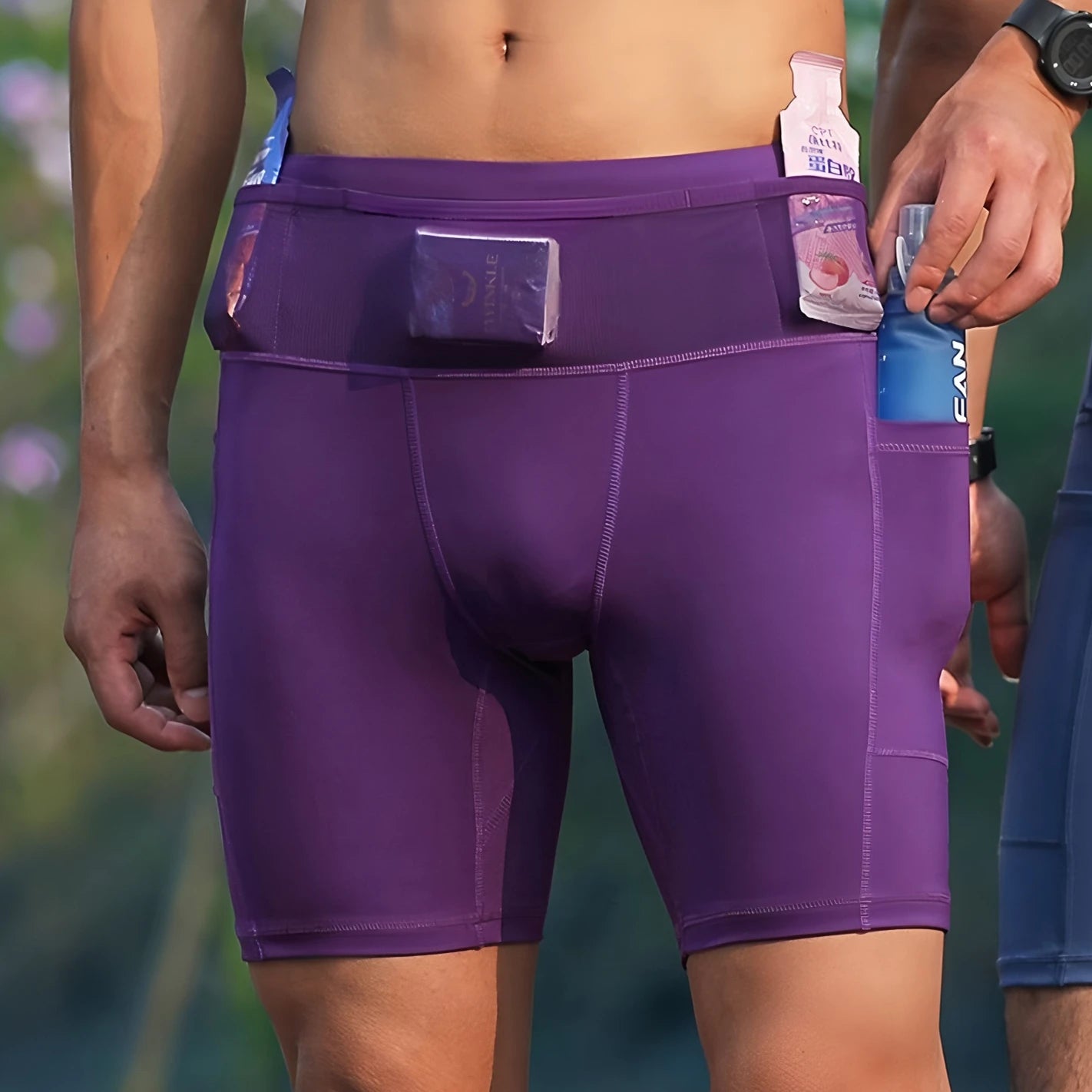 Mens Marathon Running Shorts with Waist Pack Compression Guys...