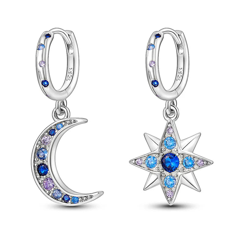 Orstarry 925 Sterling Silver Crystal Circular Eardrops Drop Earrings Women Earrings Charm Fashion Versatile Party Jewelry Gifts