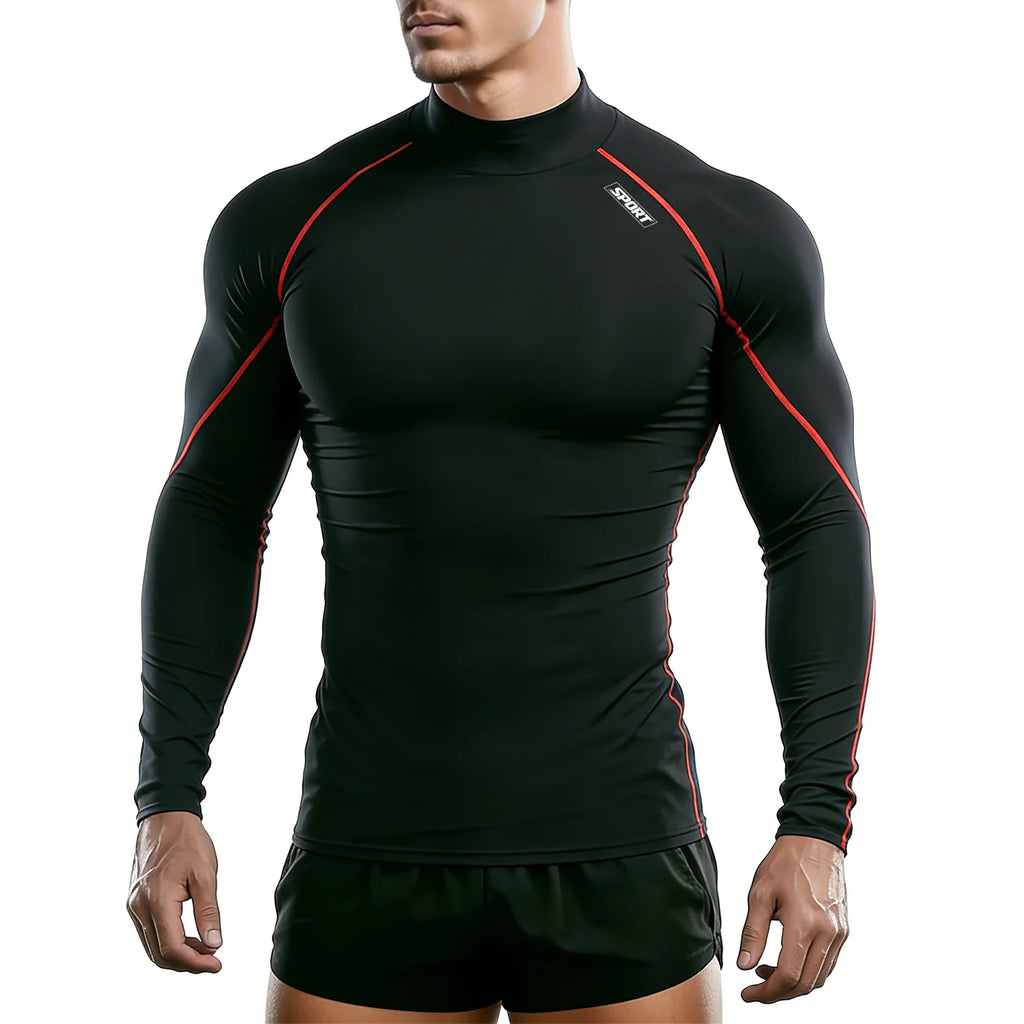 Camiseta Esportiva de Compressão Masculina Manga Longa Corrida Camisa Fitness Elástica Atlética Treino de Academia Esportiva Top