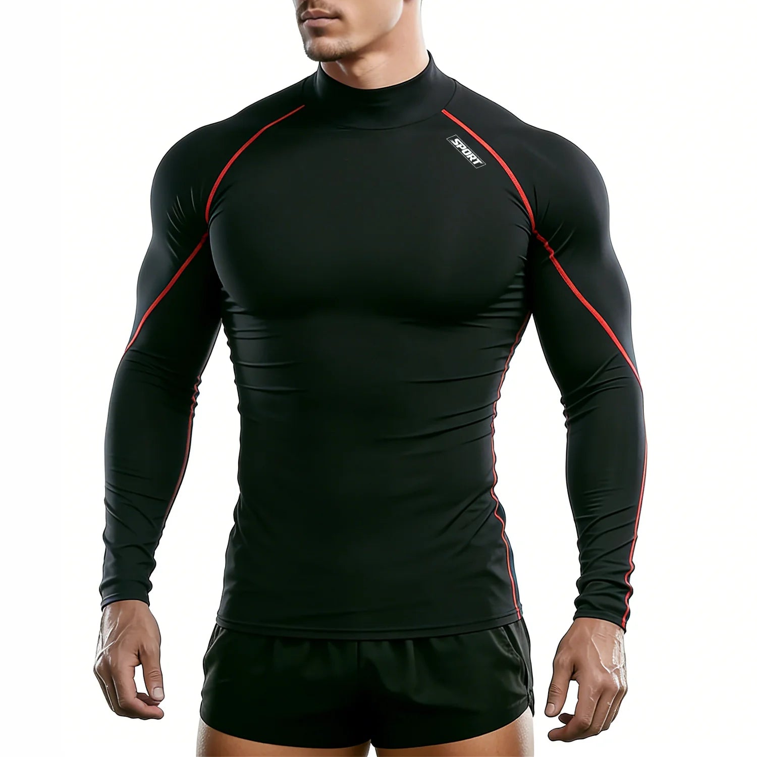 Camiseta Esportiva de Compressão Masculina Manga Longa Corrida Camisa Fitness Elástica Atlética Treino de Academia Esportiva Top