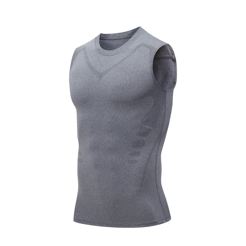 Camiseta Regata Masculina de Compressão Roupa de Ginástica Sem Mangas Dry Fit Estampada Esportiva Masculina Fitness Musculação Regata de Treino Musculosa